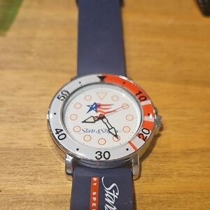 Sperry Navy Blue Strap Watch with White Dial and Orange Accents